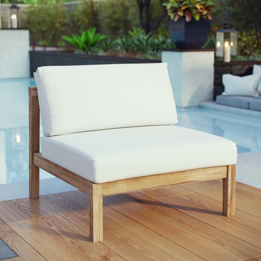Ellie Teak Armless by Evans & Londeen in natural white. Made from teak solid wood in a modern style.