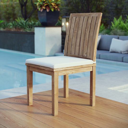 Andover Teak Dining Chair by Evans & Londeen in natural white. Made from teak solid wood in a modern style.