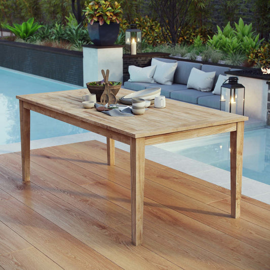 Andover 72" Teak Dining Table by Evans & Londeen in natural. Made from unique in a transitional style.