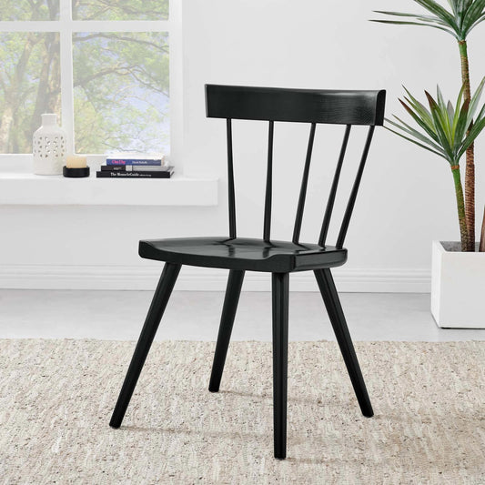 Attala Wood Dining Side Chair by Evans & Londeen. Made from elm wood frame, plastic foot pins in a modern style.