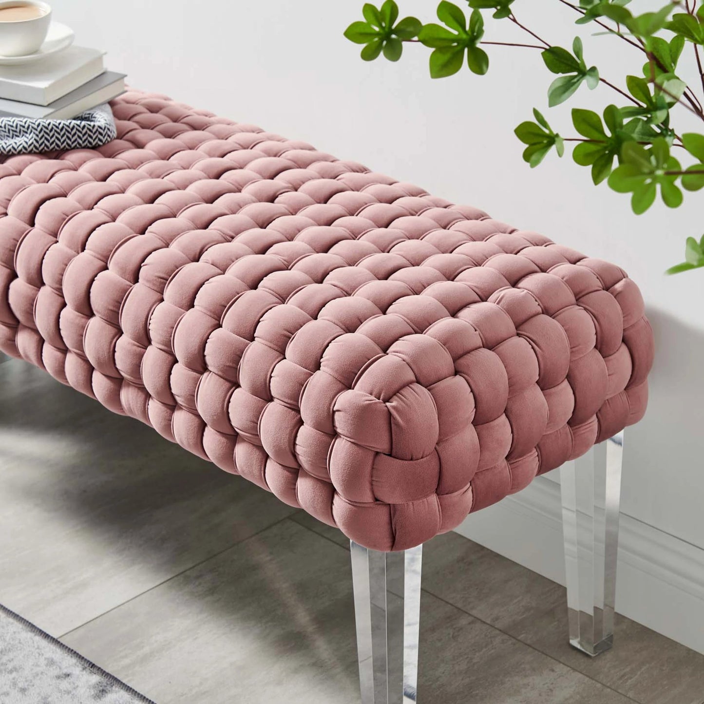 026 SI-1928709 | Lifestyle | Skagway Woven Ottoman by Evans & Londeen. Made from plywood, seat: top foam density 38kg, m3 with thickness 20mm, 100% polyester, white foot pad at the bottom, solid wood in a modern style.