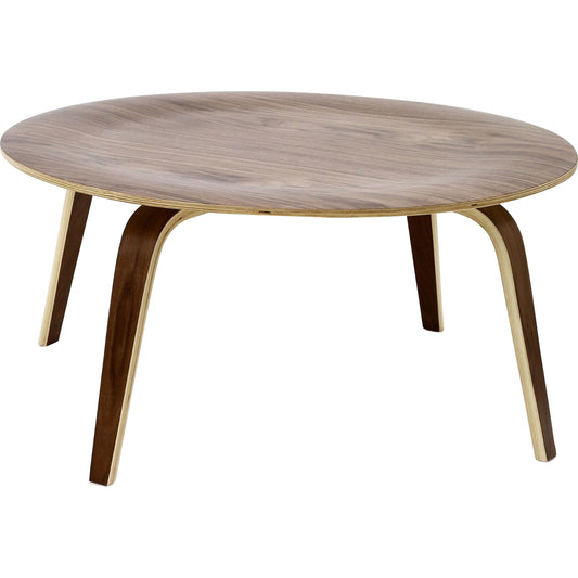 Isaac Wood Coffee Table by Evans & Londeen in walnut. Made from painted bentwood plywood, surface ash veneer in a modern style.