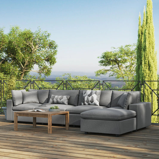 Wheatland 5-Piece Sectional Sofa by Evans & Londeen in charcoal. Made from seat cushion: foam density 34kg, m3, spray bonded cotton, non-woven fabric cover, doll cotton, aluminium frame, aluminum tube in a modern style.