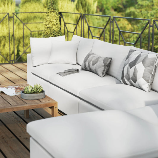 Wheatland 5-Piece Sectional Sofa by Evans & Londeen in white. Made from seat cushion: foam density 34kg, m3, spray bonded cotton, non-woven fabric cover, doll cotton, aluminium frame, aluminum tube in a modern style.
