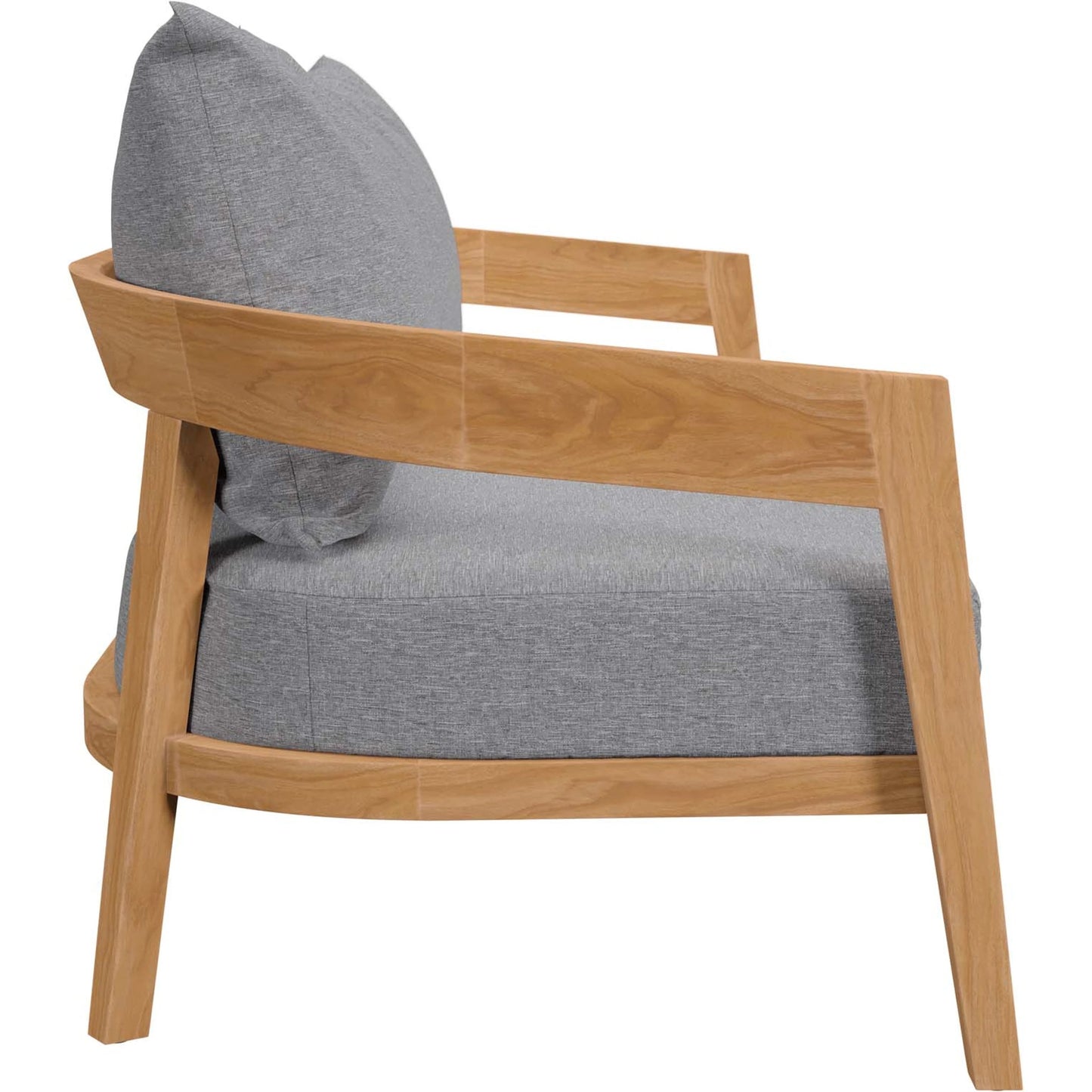 004 SI-1929578 | Additional Silo | Hazelton Teak Wood Loveseat by Evans & Londeen. Made from teak wood, polyester, mesh sling, plastic tack glides, stainless steel in a modern style.