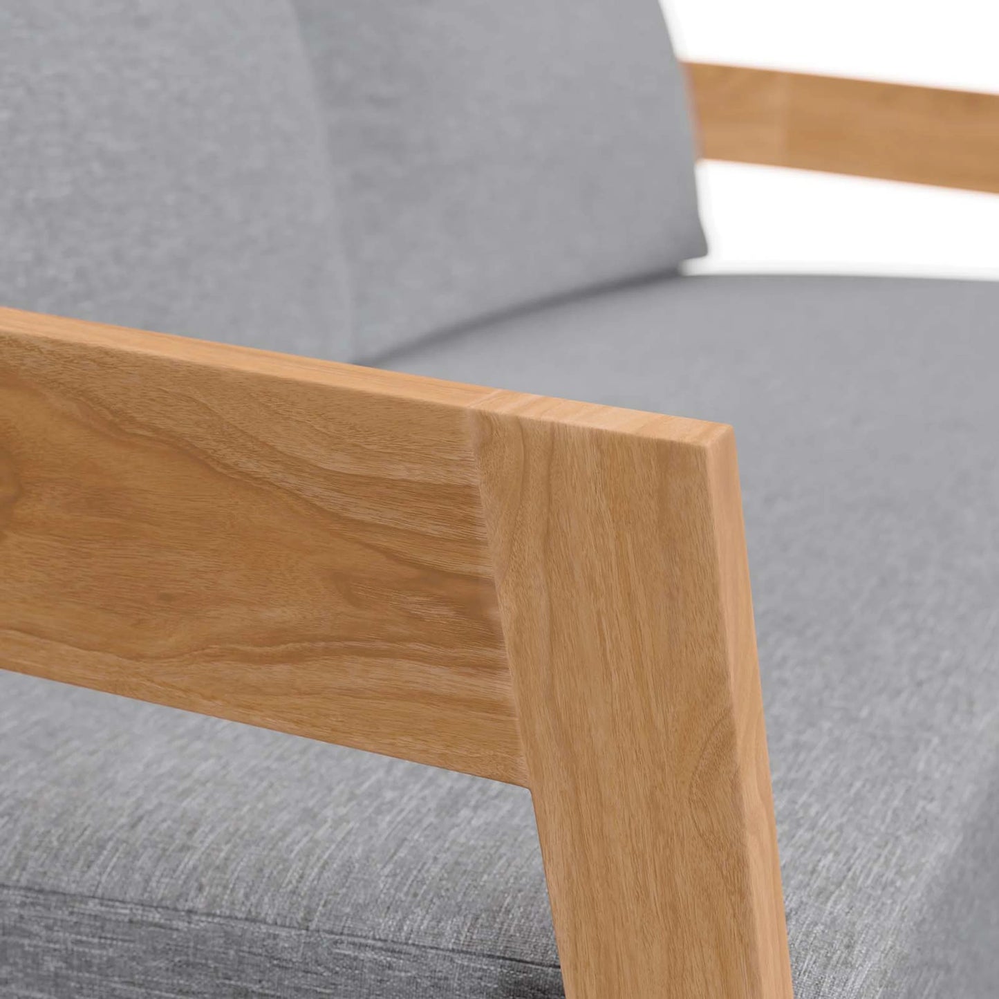 013 SI-1929578 | Additional Silo | Hazelton Teak Wood Loveseat by Evans & Londeen. Made from teak wood, polyester, mesh sling, plastic tack glides, stainless steel in a modern style.