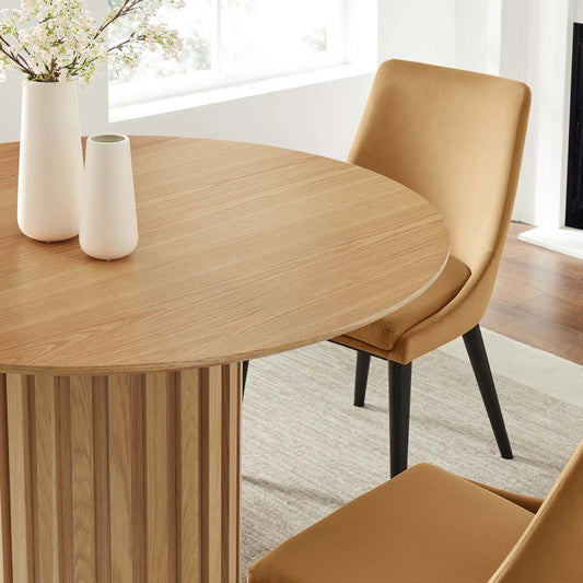 Fairbanks 47" Round Dining Table by Evans & Londeen. Made from bottom with 1 whole piece of 3mmt felt pad, dia 1200mm round dining table top, p2 mdf panel, oak veneer color code: ls002 in a modern style.