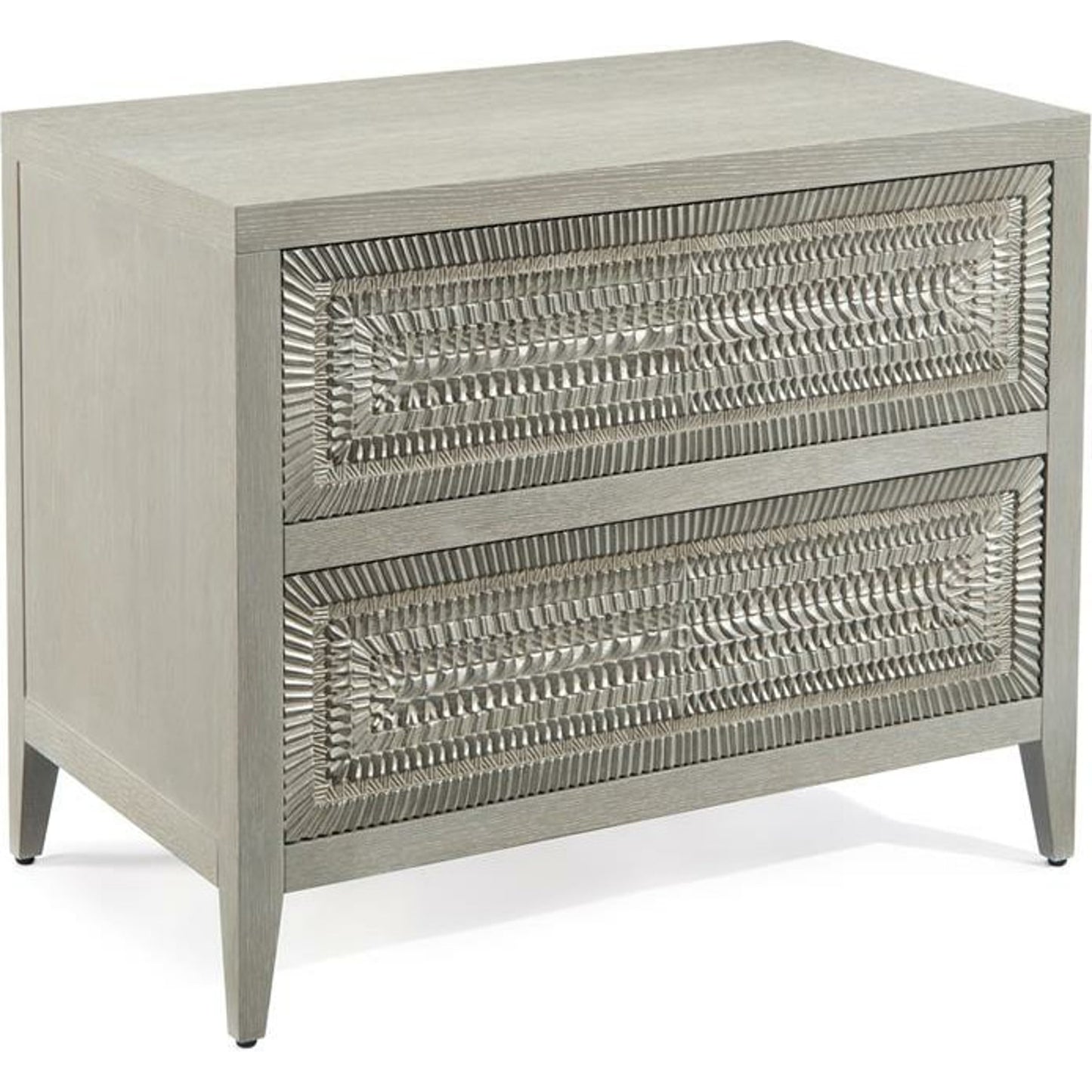 001 SR-863485 | Additional Silo | Cosmos Two-Drawer Nightstand by John-Richard in gray, oak, silver, white. Made from unique in a eclectic & global style.