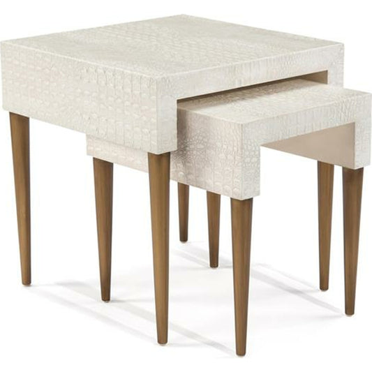Kano Nesting Tables by John-Richard in cream, gold, white. Made from unique in a eclectic & global style.
