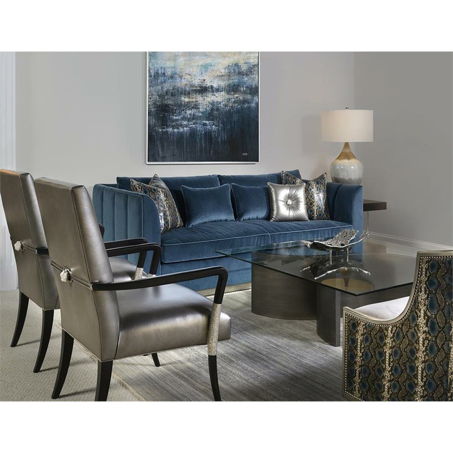 002 SR-862916 | Lifestyle | Ashton Gate Side Table by John-Richard in gold. Made from acrylic in a modern style.