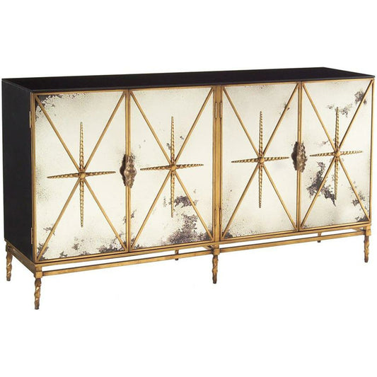Rio Dresser by John-Richard in black, gold. Made from glass, steel in a transitional style.