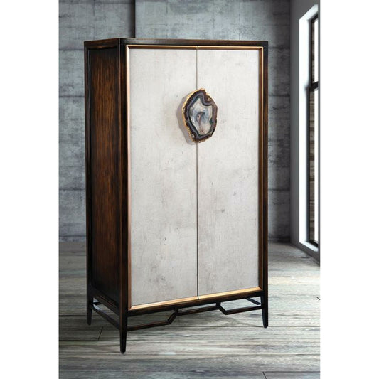 Anzu Cabinet by John-Richard in black, gold, walnut. Made from stone in a transitional style.