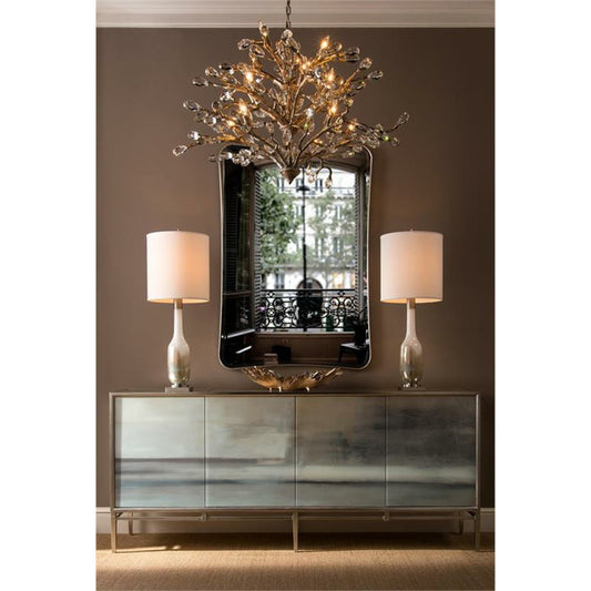 Slated Credenza by John-Richard in silver and slated. Made from mdf, beech, glass, steel in a coastal style.