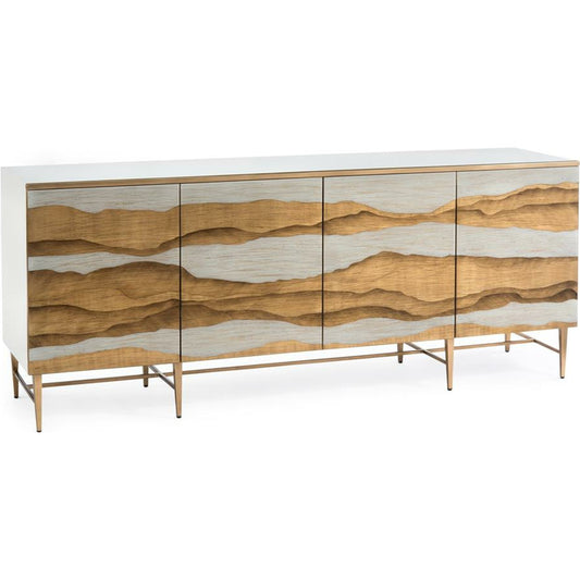 Sutton Place Sideboard by John-Richard in beluga, gold. Made from glass, steel in a modern style.