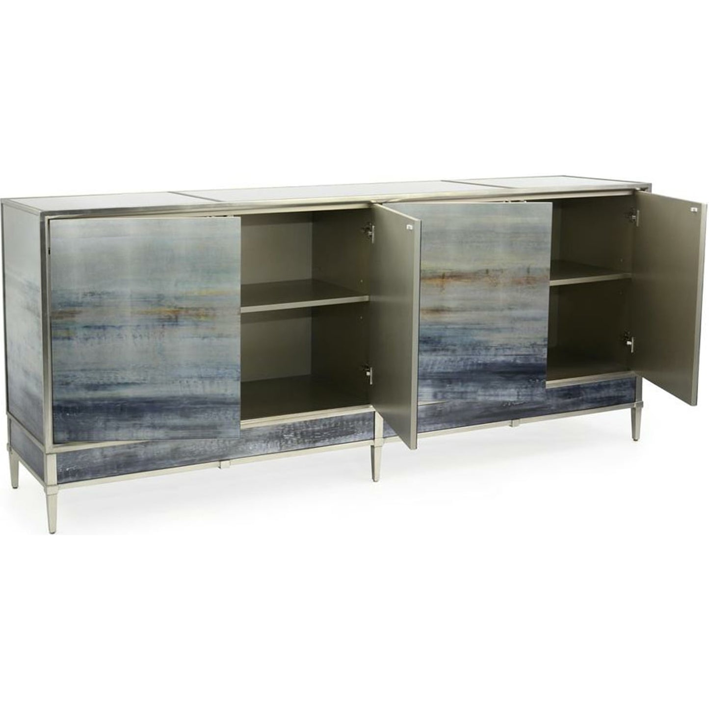 002 SR-865664 | Additional Silo | Shaye Rawson's Spring Rain Sideboard by John-Richard in pewter, silver. Made from glass, steel in a coastal style.