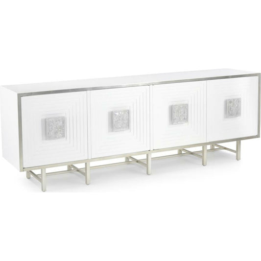 Tesino Sideboard by John-Richard in beluga, pewter, silver. Made from metal, steel in a transitional style.