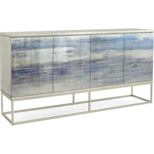 Malvasia Cabinet by John-Richard in pewter. Made from glass, steel in a coastal style.