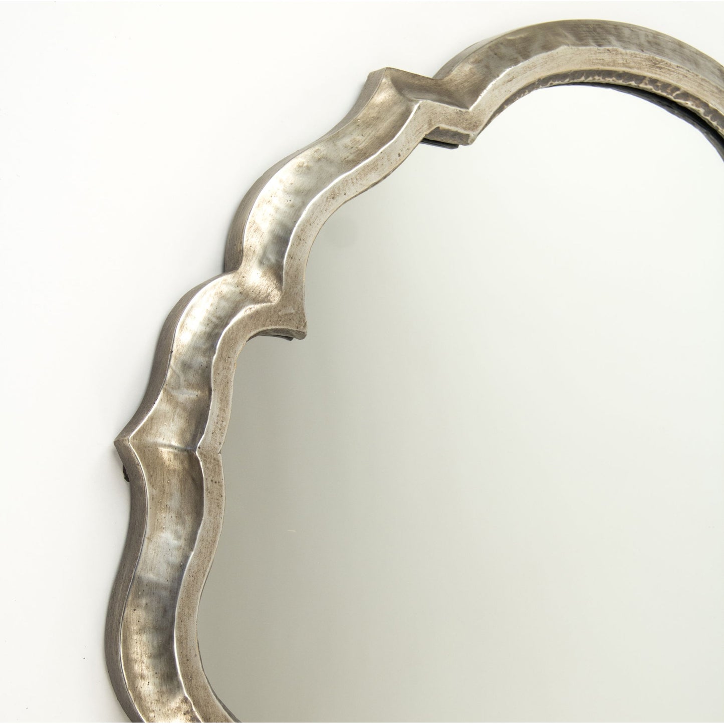001 S-337111 | Closeup | Epine Mirror by Zentique in distressed silver and iron, mirror, mdf. Made from iron, mirror, mdf in a transitional style.