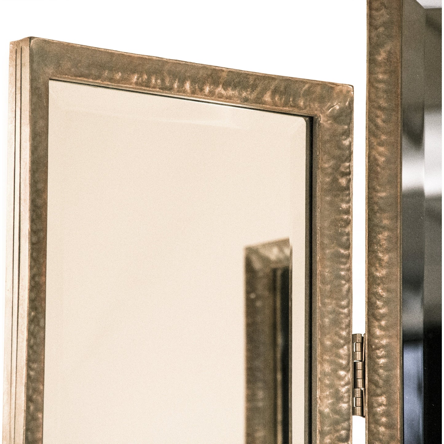 003 SR-900051 | Closeup | Albus Mirror by Zentique in distressed bronze and metal, mirror, mdf. Made from metal, mirror, mdf in a traditional style.