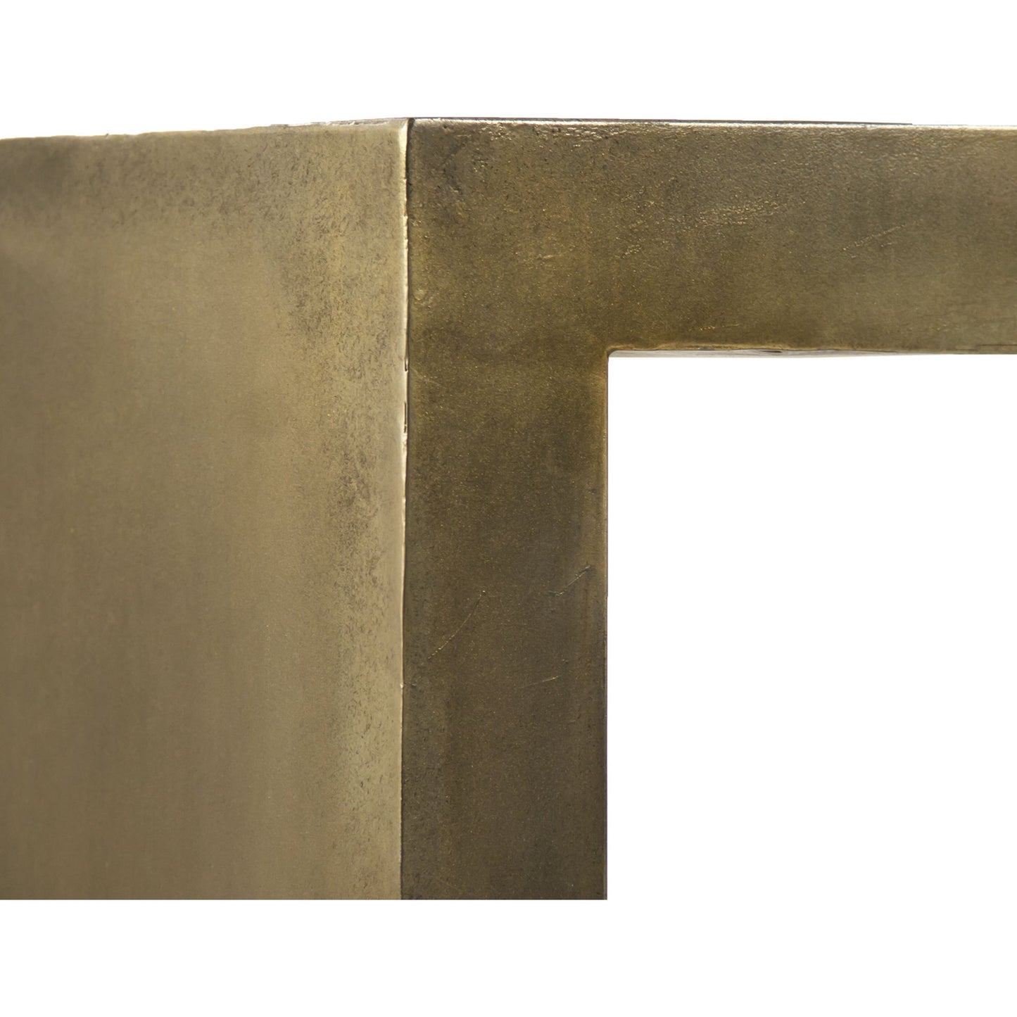 001 S-336604 | Closeup | Aristide Coffee Table by Zentique in distressed gold and iron. Made from iron in a modern style.