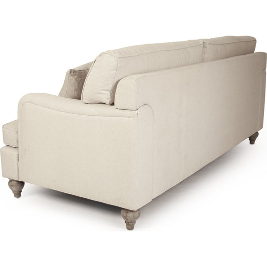 Ninon Sofa by Zentique in cream cotton and limed gray oak. Made from limed grey oak in a transitional style.