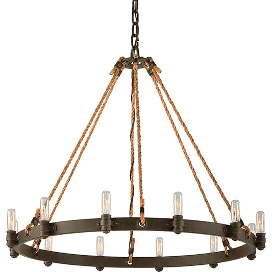 Pike Place Pendant by Troy in shipyard bronze. Made from solid aluminum in a rustic style.