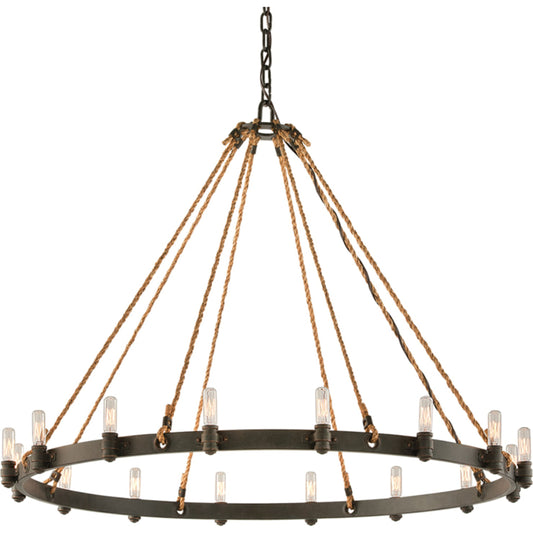 Pike Place Pendant by Troy in shipyard bronze. Made from solid aluminum in a rustic style.