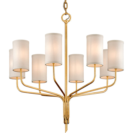 Juniper Chandelier by Troy. Made from hand worked iron in a transitional style.
