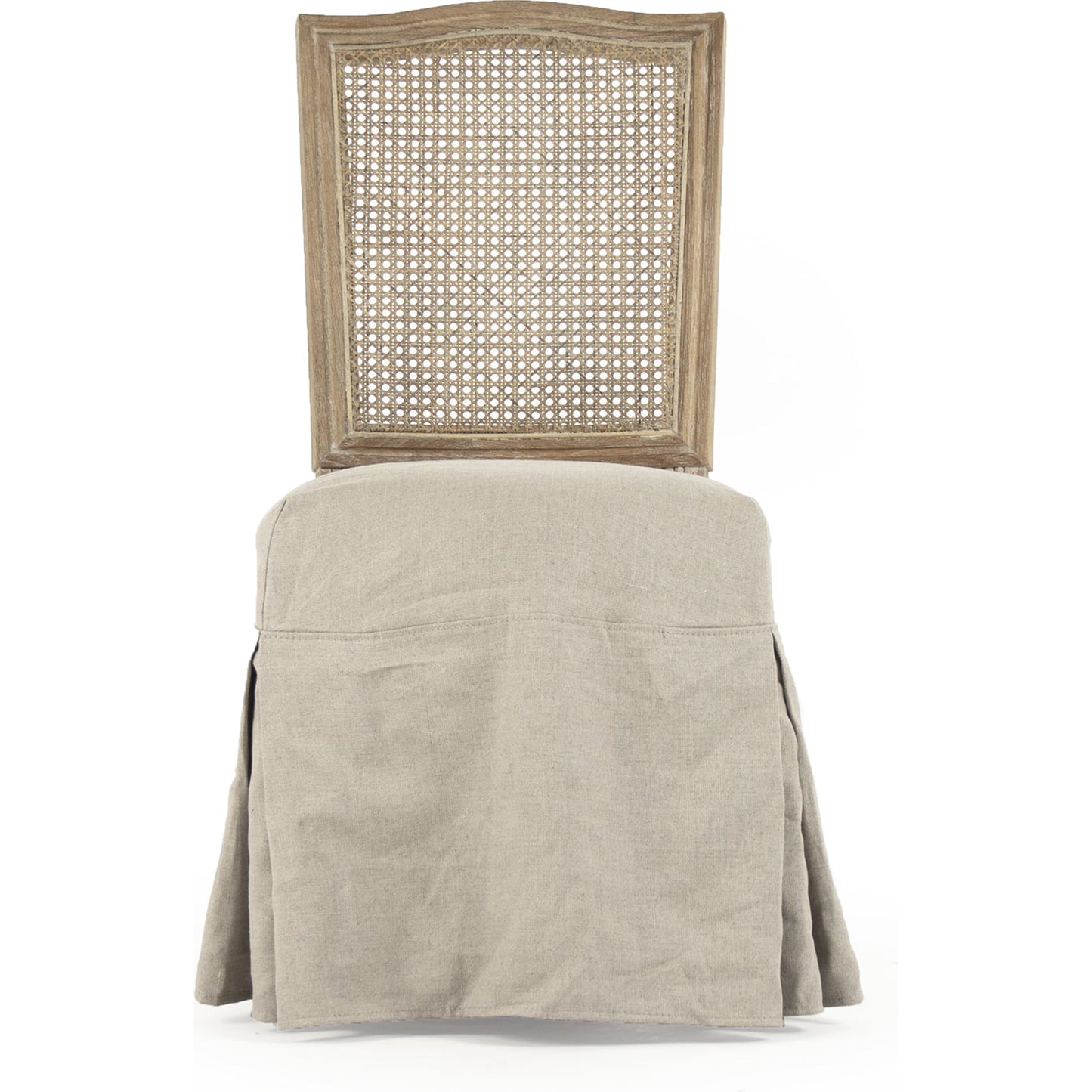 004 S-336717 | Closeup | Benoit Side Chair by Zentique in natural linen and limed gray oak. Made from limed grey oak in a cottage & farmhouse style.