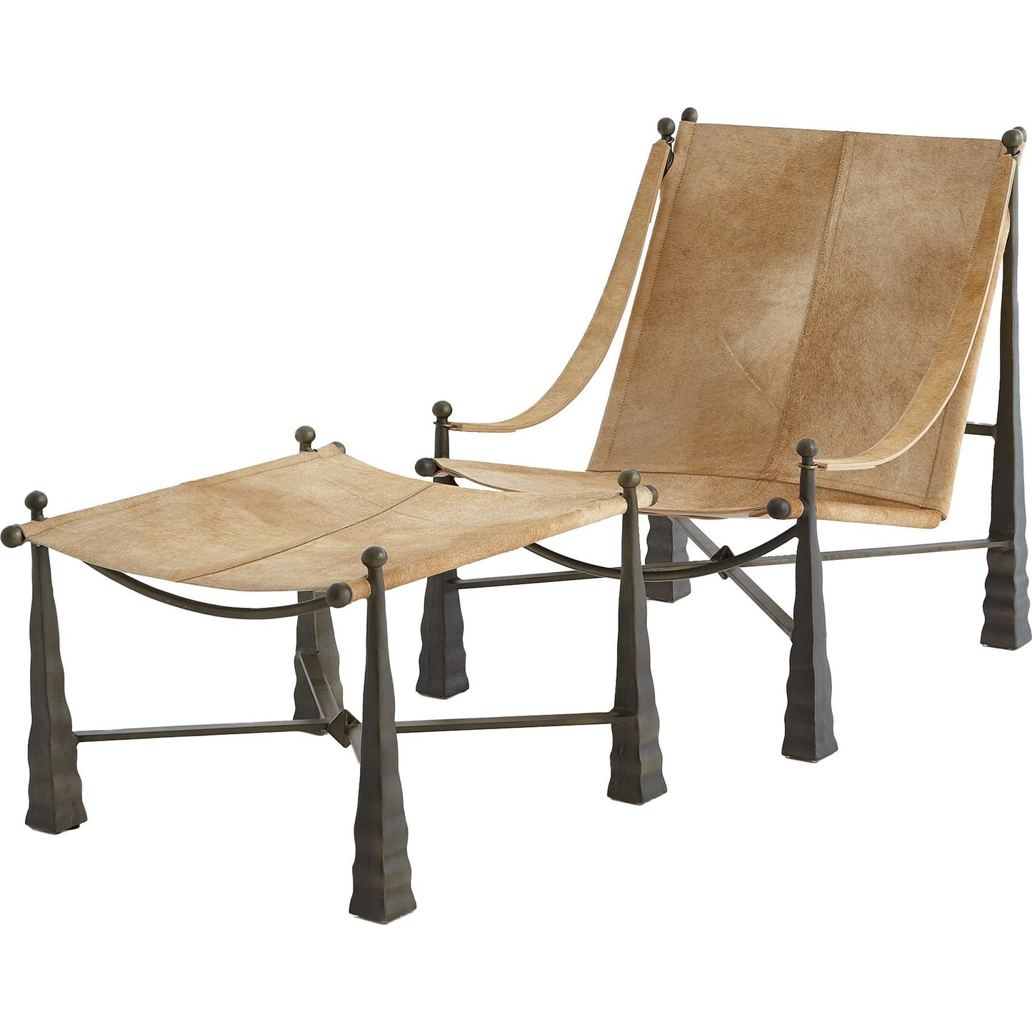 002 SR-890550 | Additional Silo | Cognac Ottoman by Global Views. Made from metal, cowhide in a rustic style.