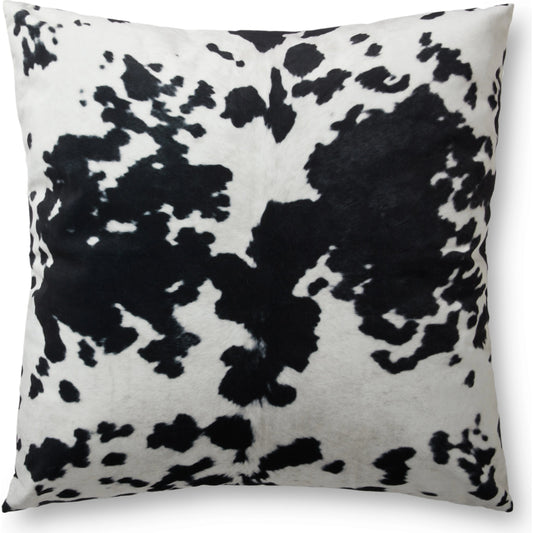 FP0001 Pillow by Loloi in black, white. Made from 100% polyester in a rustic style.