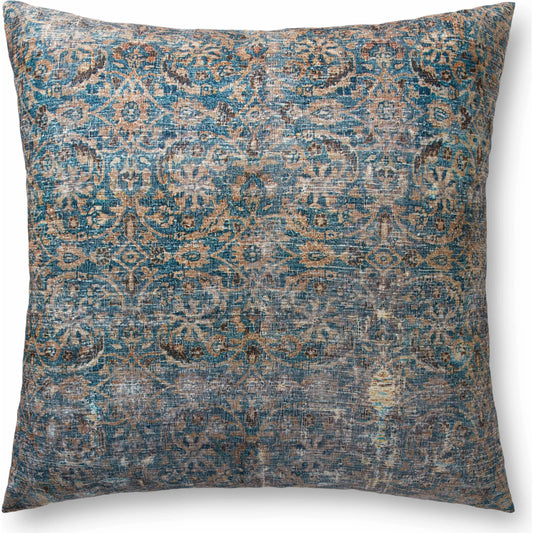 FP0010 Pillow by Loloi in lagoon, brown. Made from 100% polyester in a traditional style.
