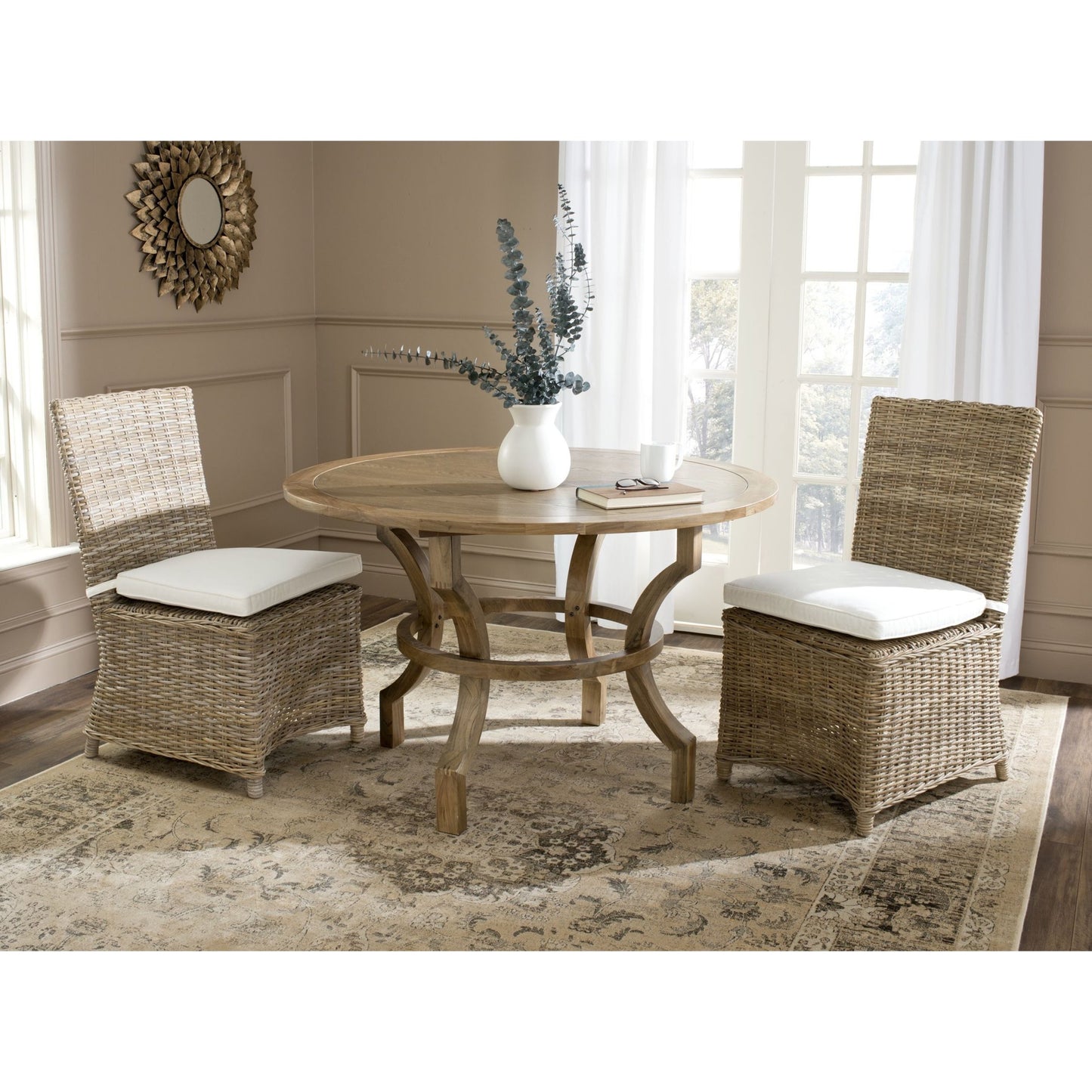 005 O-SAFAVIEH-FOX1600A-SET2 | Lifestyle | Nicollet Side Chair (Set of 2) by HedgeApple Essentials in natural. Made from rattan in a coastal style.