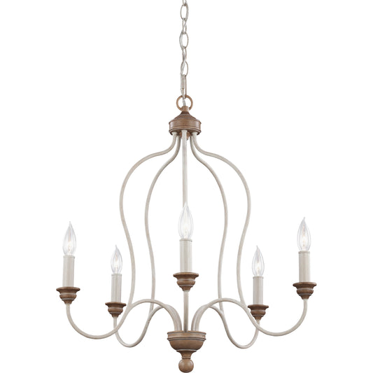 Hartsville 5 Light Chandelier by Generation Lighting in chalk washed, beachwood. Made from resin, steel in a cottage & farmhouse style.