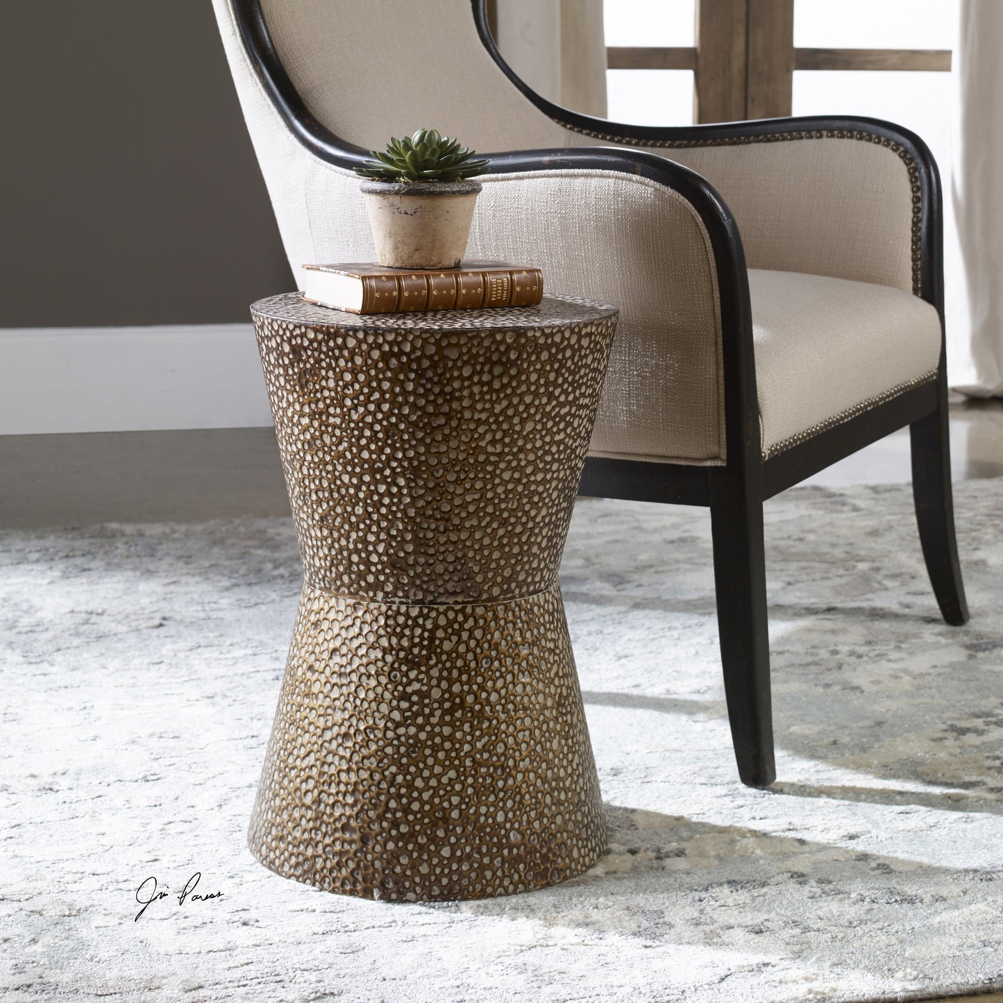 003 S-253026 | Additional Silo | Cutler Drum Shaped Accent Table by Uttermost. Made from iron in a modern style.