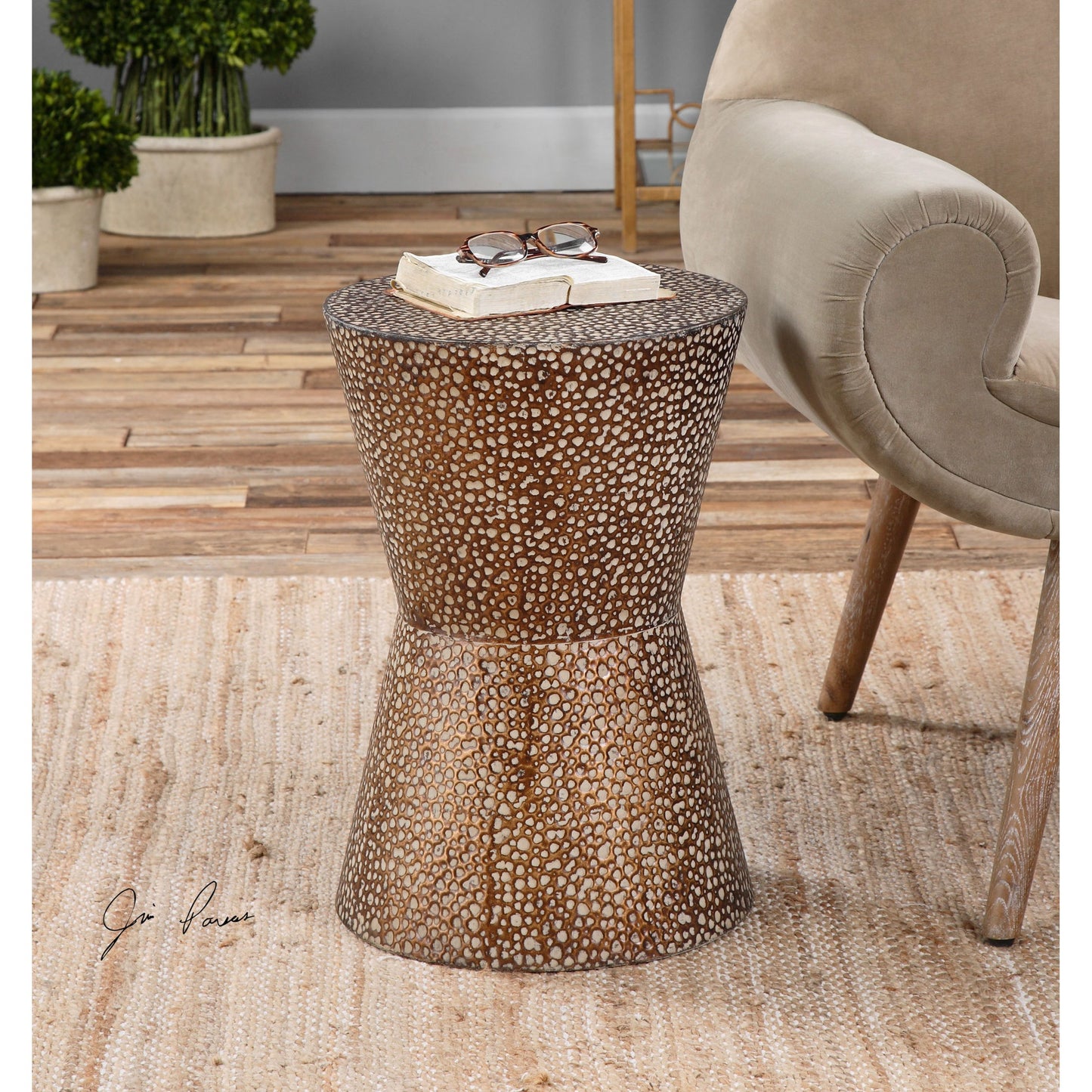 002 S-253026 | Additional Silo | Cutler Drum Shaped Accent Table by Uttermost. Made from iron in a modern style.