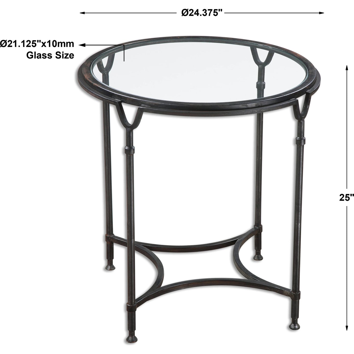 004 S-253029 | Additional Silo | Samson Glass Side Table by Uttermost. Made from metal, glass in a cottage & farmhouse style.
