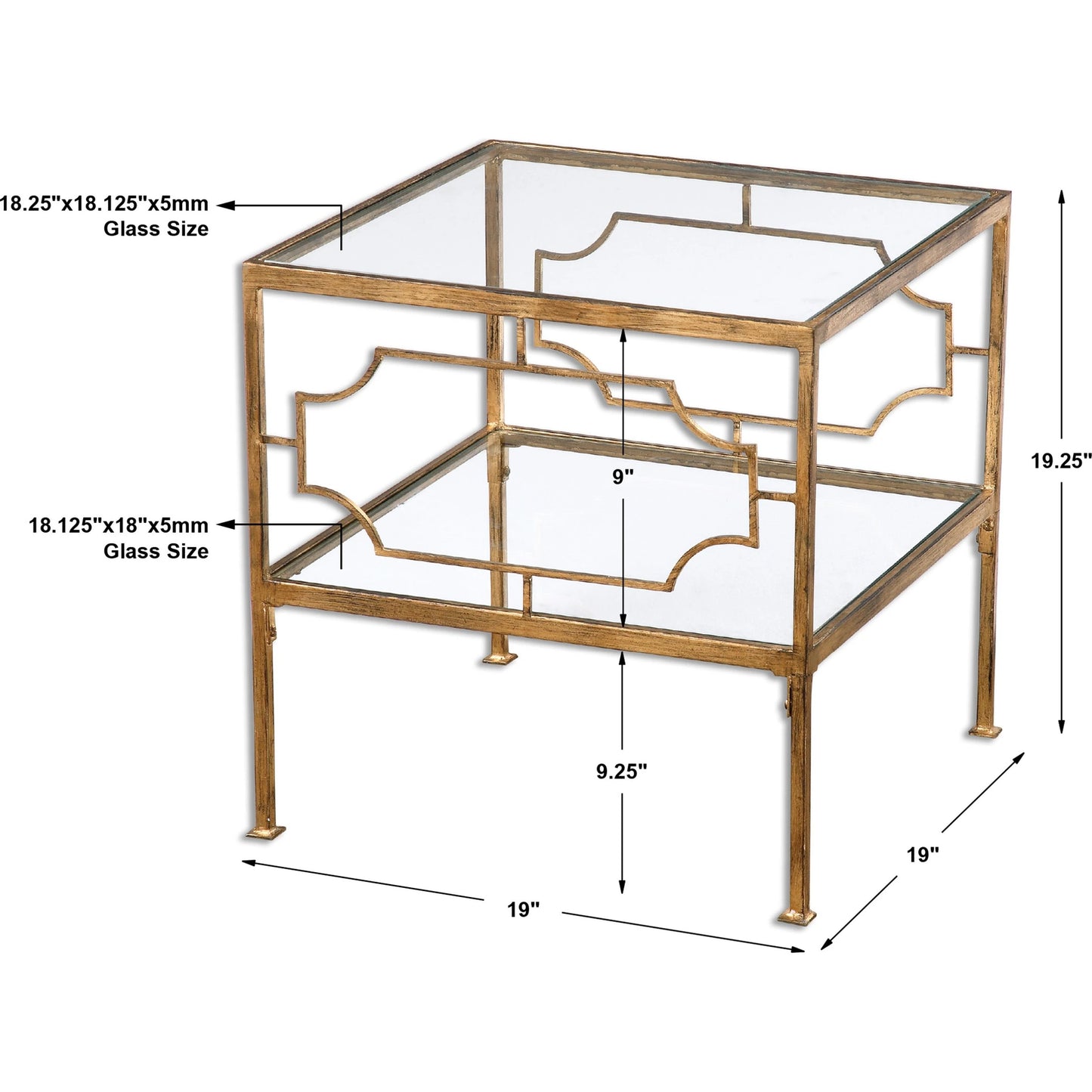 003 S-253030 | Additional Silo | Genell Cube Table by Uttermost in gold. Made from metal, tempered glass in a modern style.