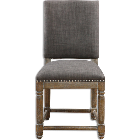 Laurens Accent Chair by Uttermost in gray. Made from wood, fabric, foam, metal in a cottage & farmhouse style.