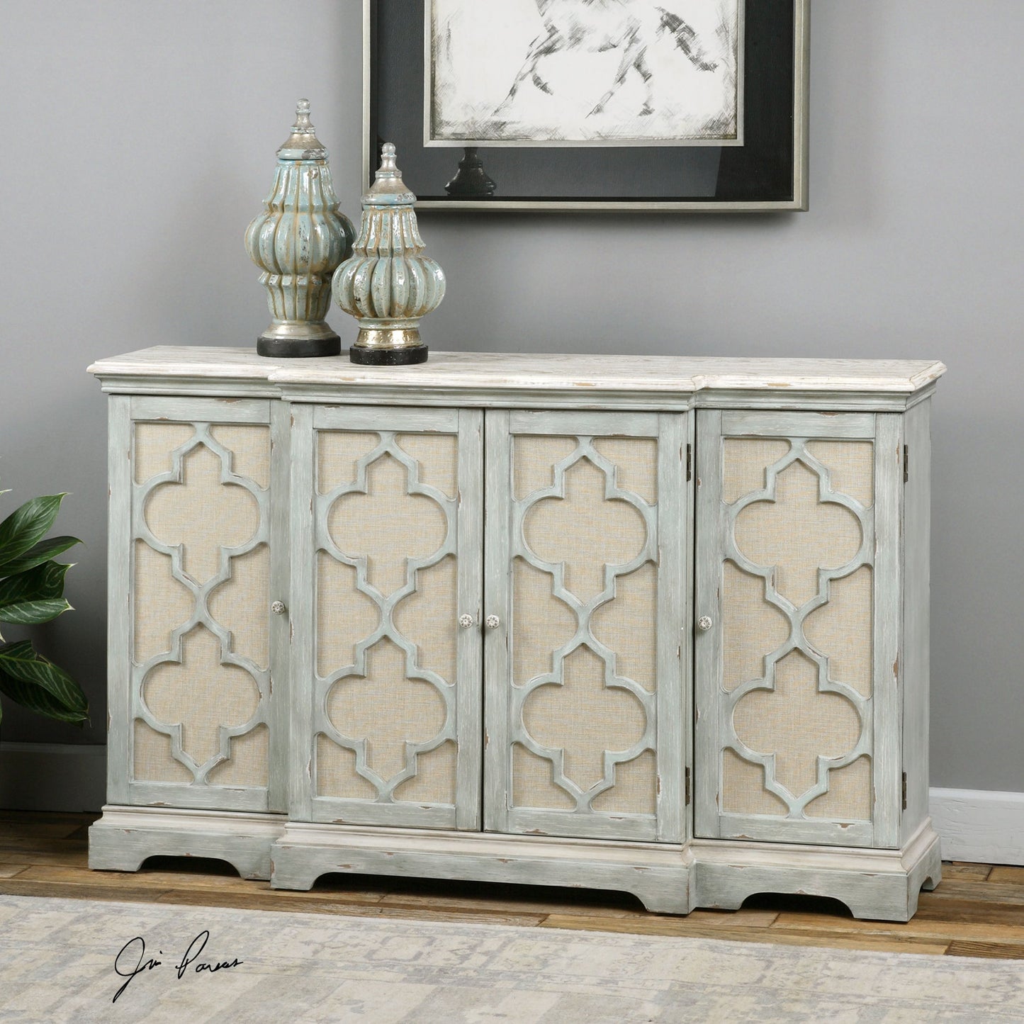 003 S-253043 | Additional Silo | Sophie Cabinet by Uttermost. Made from alm veneer, mdf, linen in a cottage & farmhouse style.