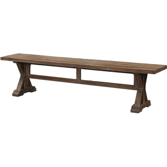 Stratford Salvaged Wood Bench by Uttermost. Made from solid wood in a cottage & farmhouse style.