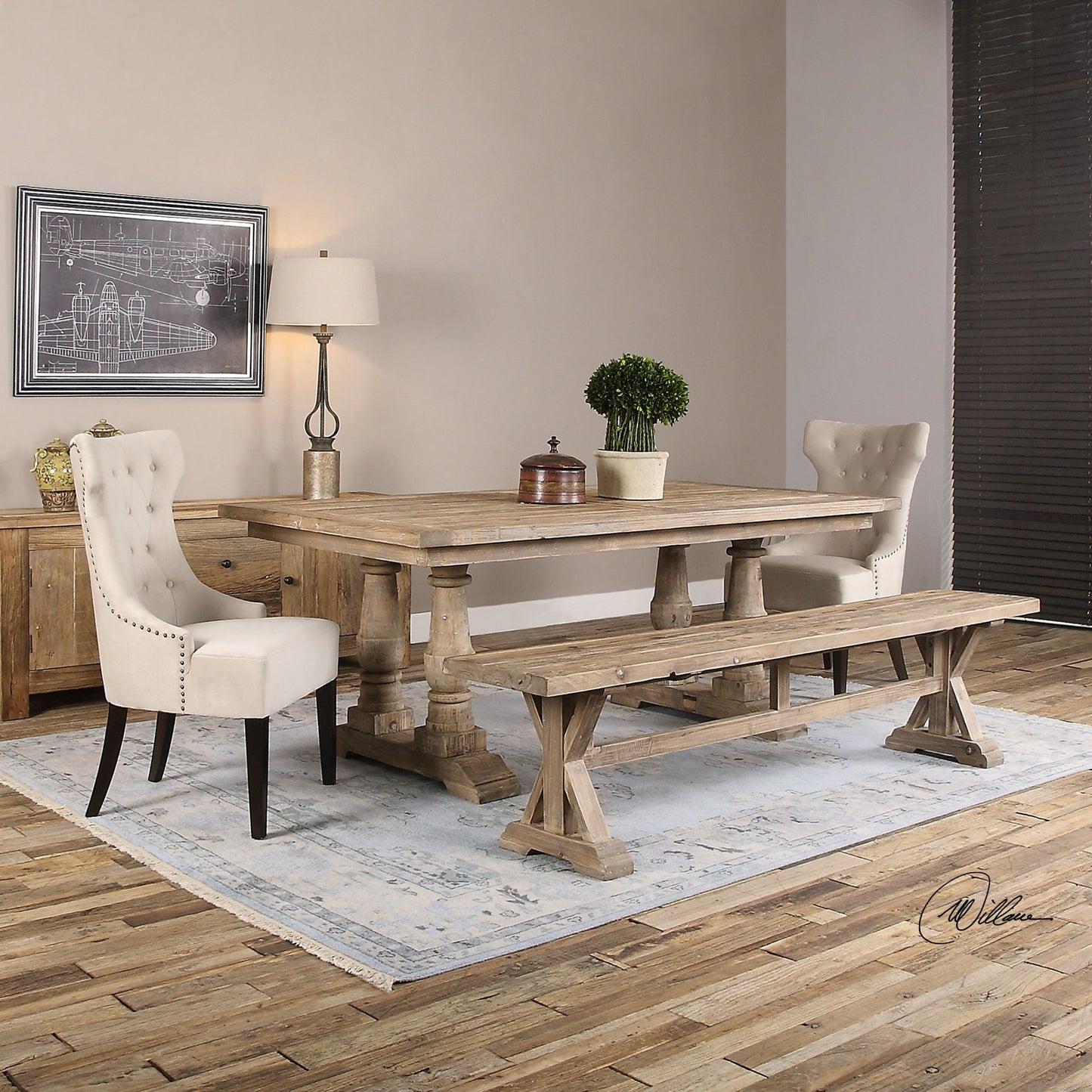 003 S-253056 | Additional Silo | Stratford Salvaged Wood Bench by Uttermost. Made from solid wood in a cottage & farmhouse style.