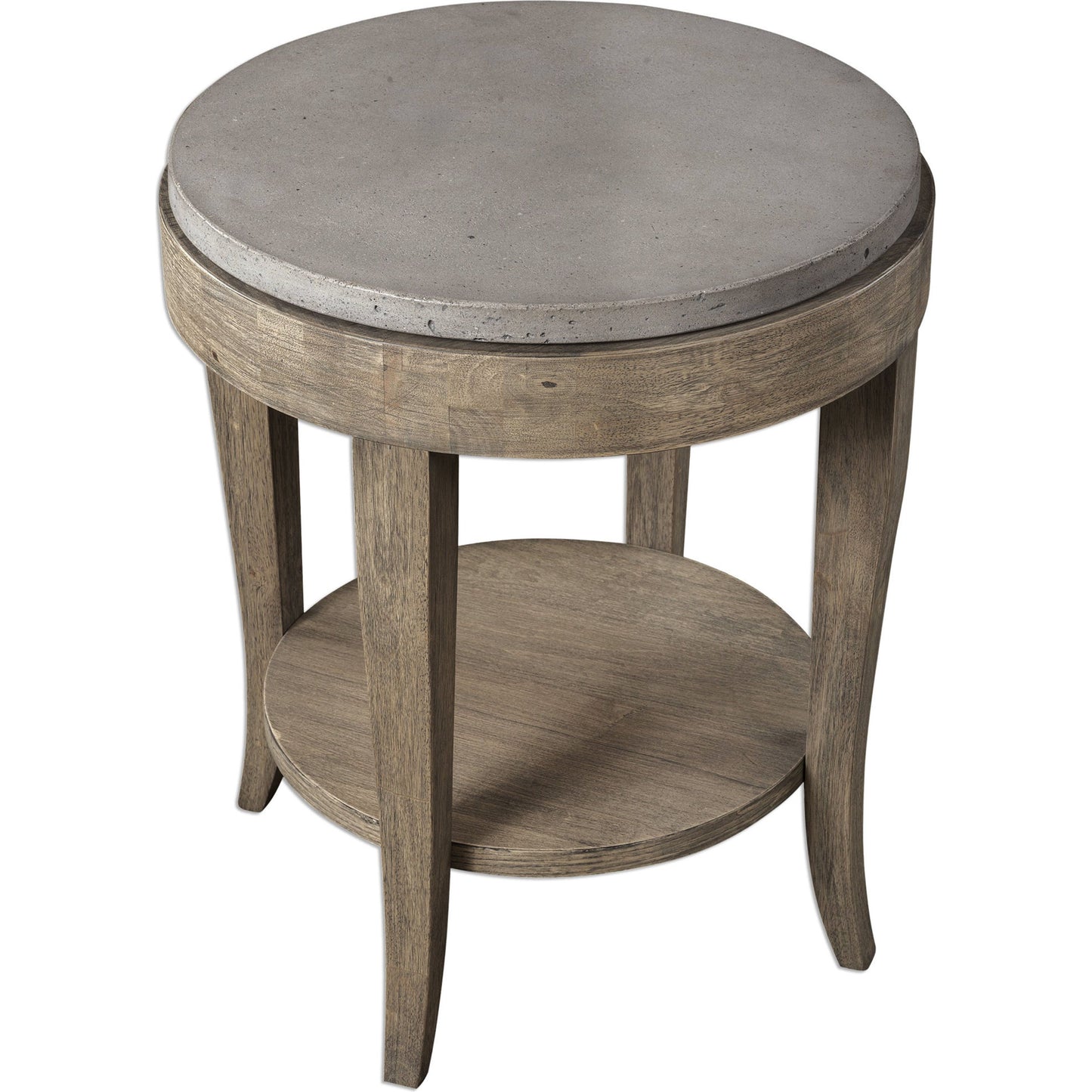 002 S-253257 | Additional Silo | Deka Round Accent Table by Uttermost. Made from wood, concrete in a cottage & farmhouse style.