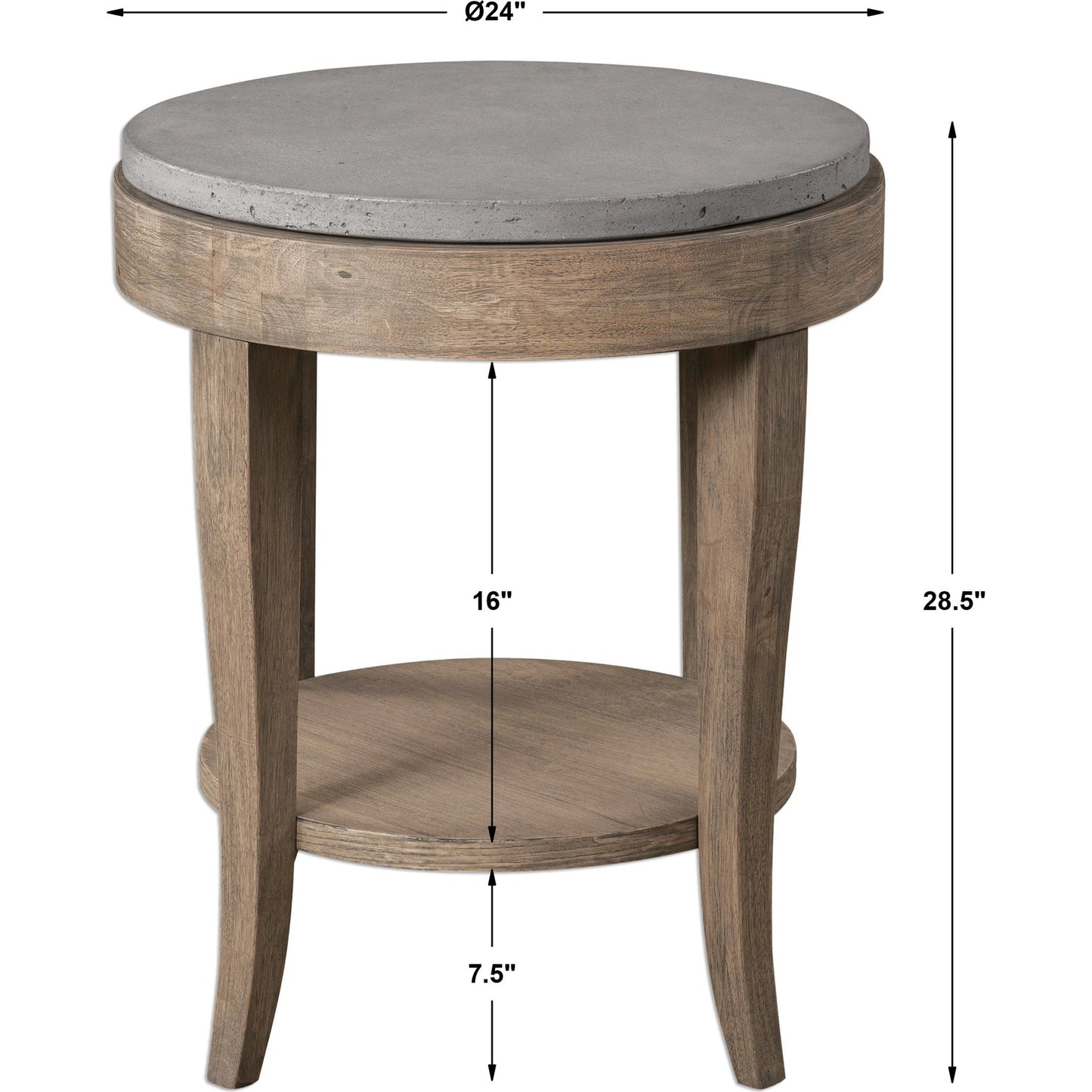 007 S-253257 | Additional Silo | Deka Round Accent Table by Uttermost. Made from wood, concrete in a cottage & farmhouse style.