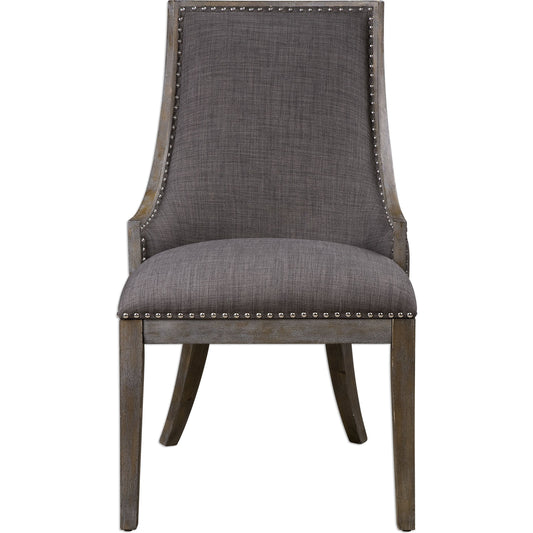 001 S-252859 | Primary Silo | Aidrian Accent Chair by Uttermost in gray. Made from bent wood, solid wood, plywood, fabric, foam in a cottage & farmhouse style.