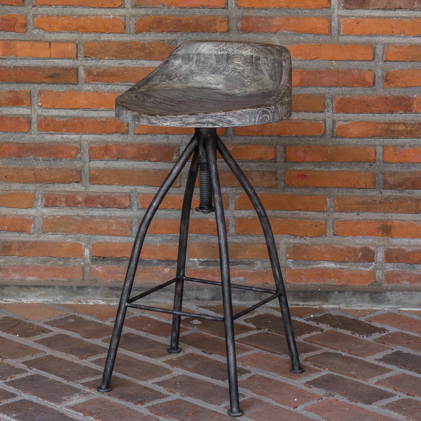 003 S-253194 | Lifestyle | Kairu Wooden Bar Stool by Uttermost. Made from mixwood with iron in a modern style.