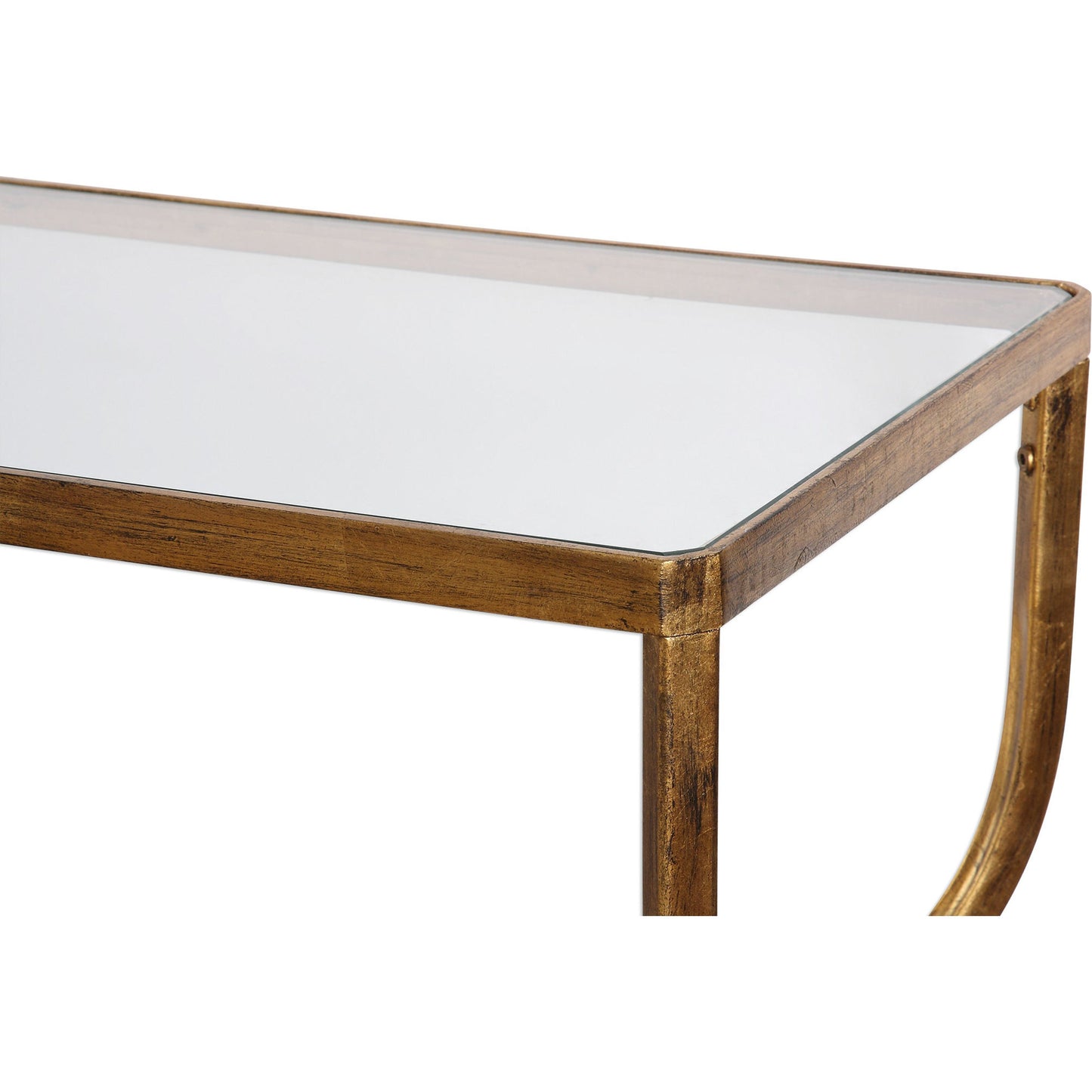005 S-253090 | Additional Silo | Deline Console Table by Uttermost in gold. Made from iron, glass in a modern style.