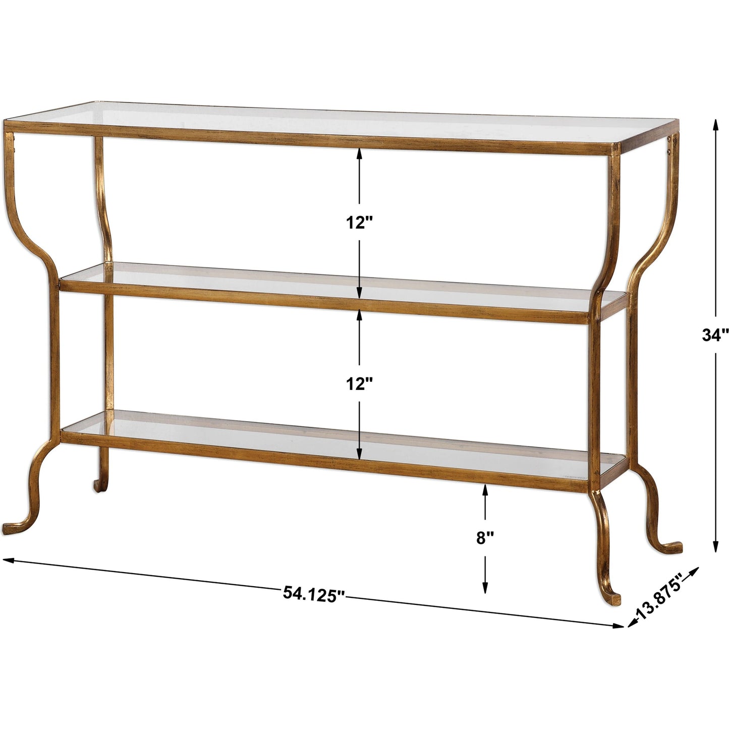 007 S-253090 | Additional Silo | Deline Console Table by Uttermost in gold. Made from iron, glass in a modern style.