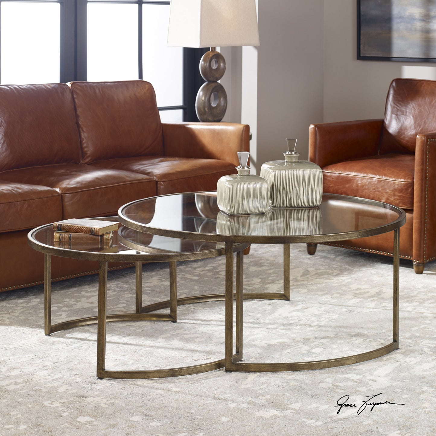 007 S-253127 | Additional Silo | Rhea Nested Coffee Tables (Set of 2) by Uttermost. Made from metal, glass in a modern style.