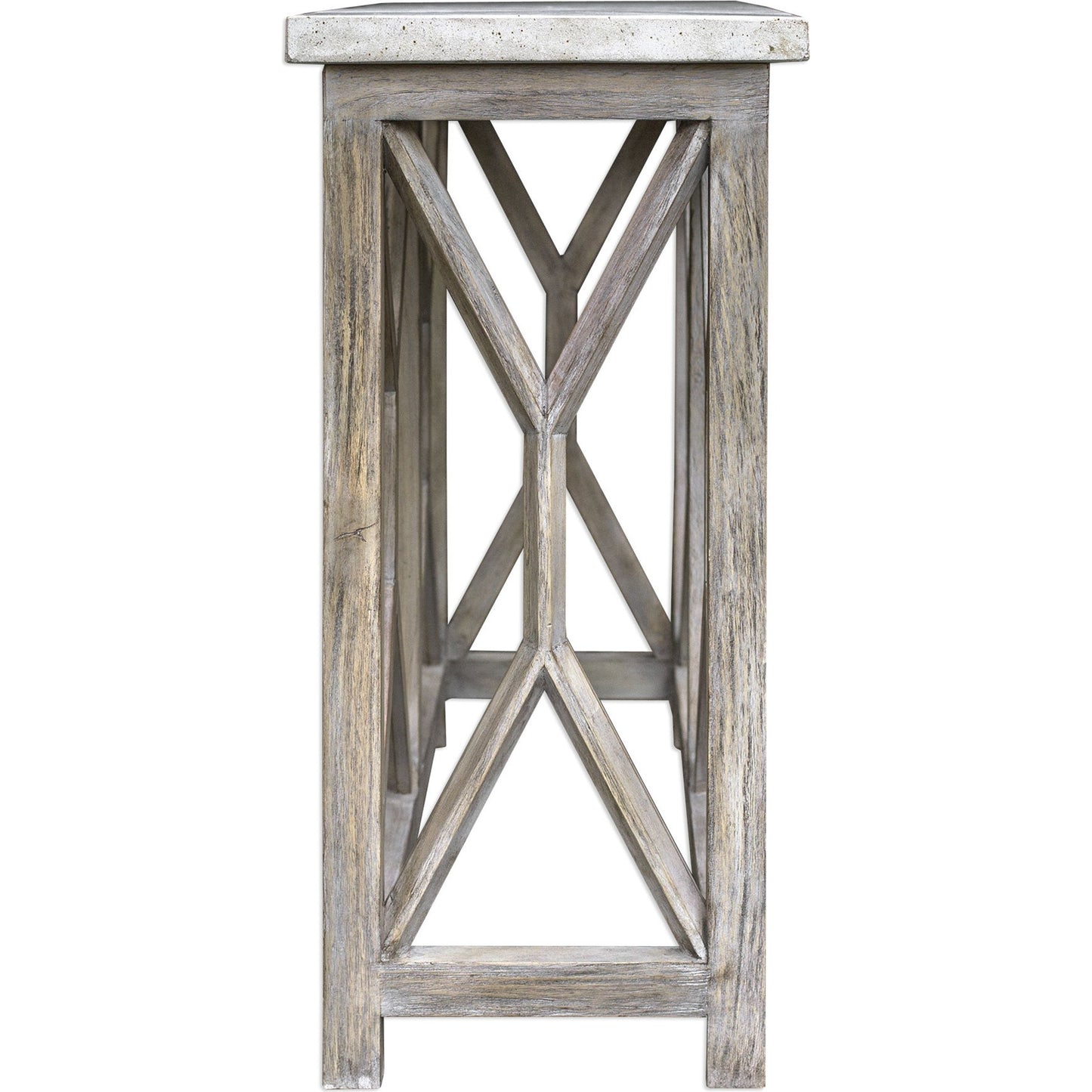 005 S-253233 | Additional Silo | Catali Ivory Stone Console Table by Uttermost. Made from javawood with stone in a cottage & farmhouse style.